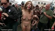 Play Gagged ziped knuckle down restrict publicly