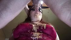 Play Stupid whore deepthroated till she pukes her guts out